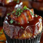 Smoky Bourbon BBQ Beef Bacon-Wrapped Meatloaf Cupcakes delight