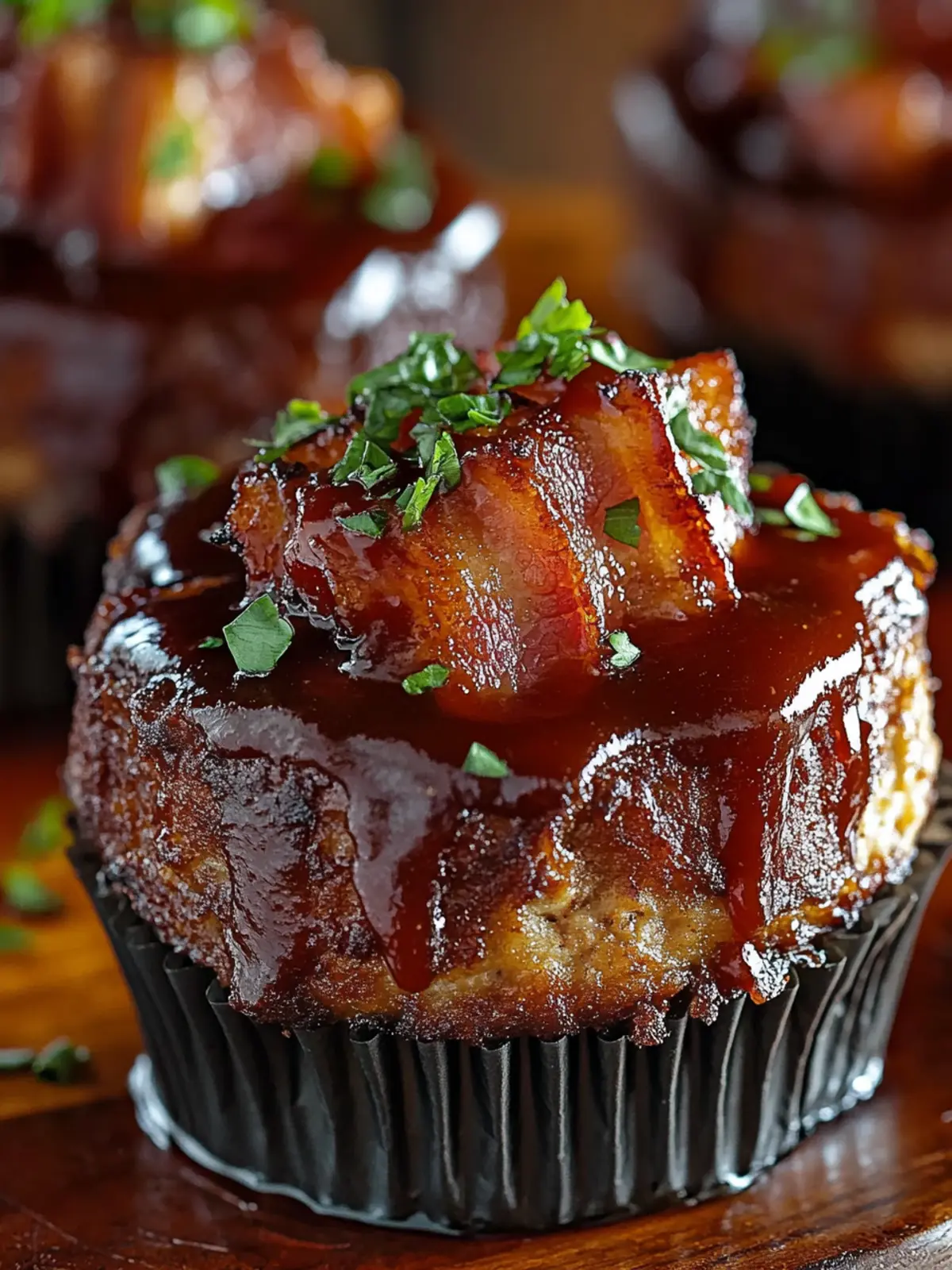 Smoky Bourbon BBQ Beef Bacon-Wrapped Meatloaf Cupcakes delight
