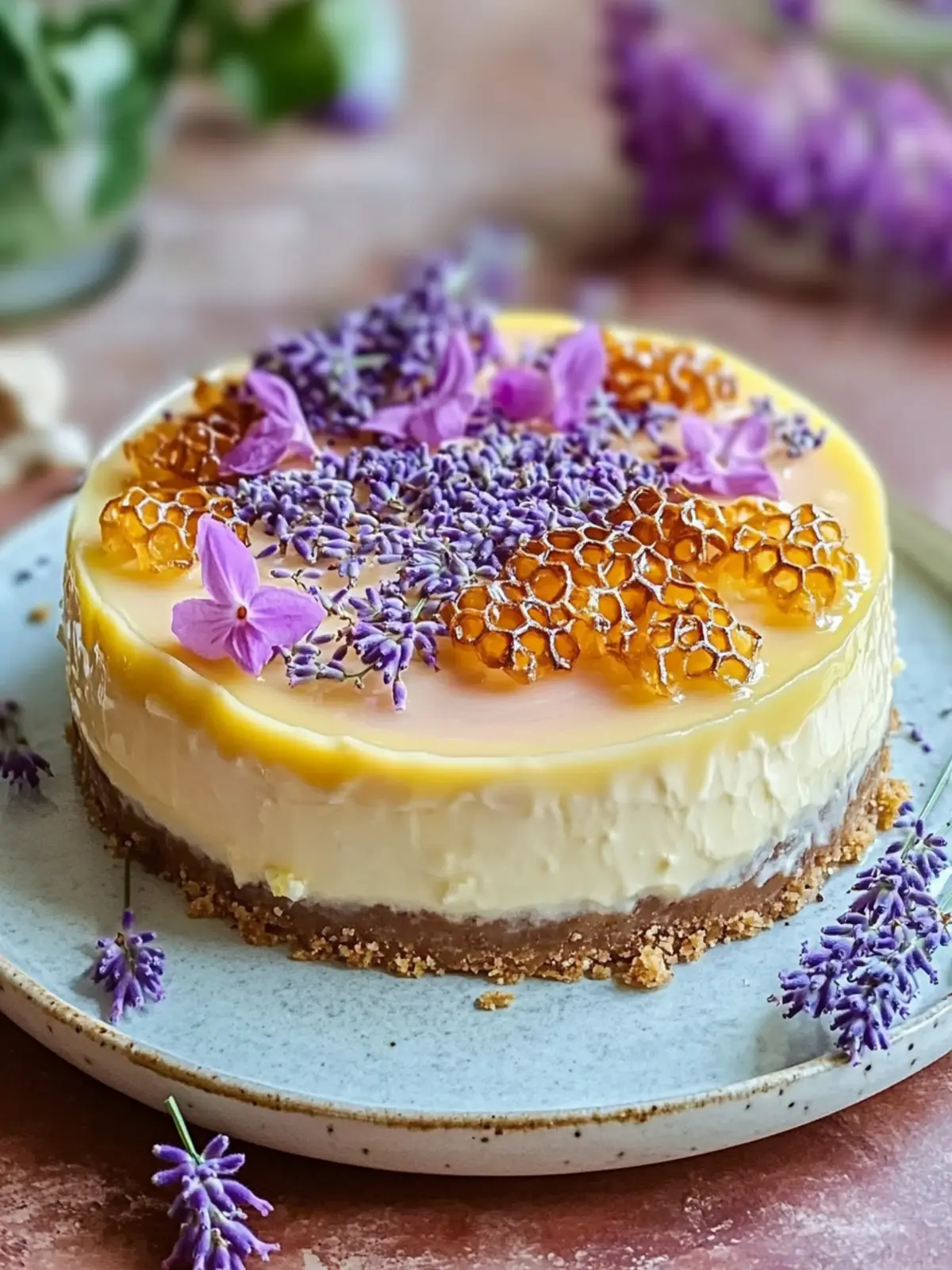 Lemon Lavender Cheesecake with Honeycomb Delight