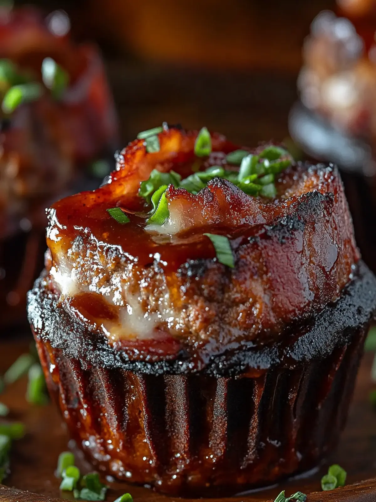 Smoky Bourbon BBQ Beef Bacon-Wrapped Meatloaf Cupcakes delight
