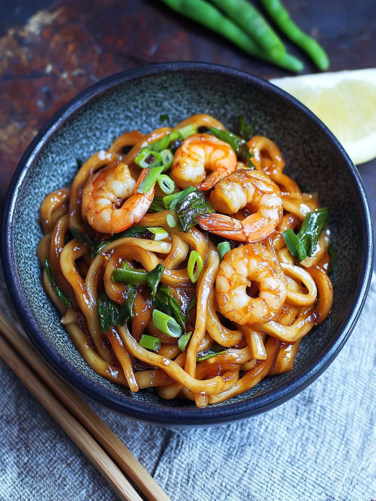 Yaki Udon with Shrimp (Japanese Stir Fried Noodles)