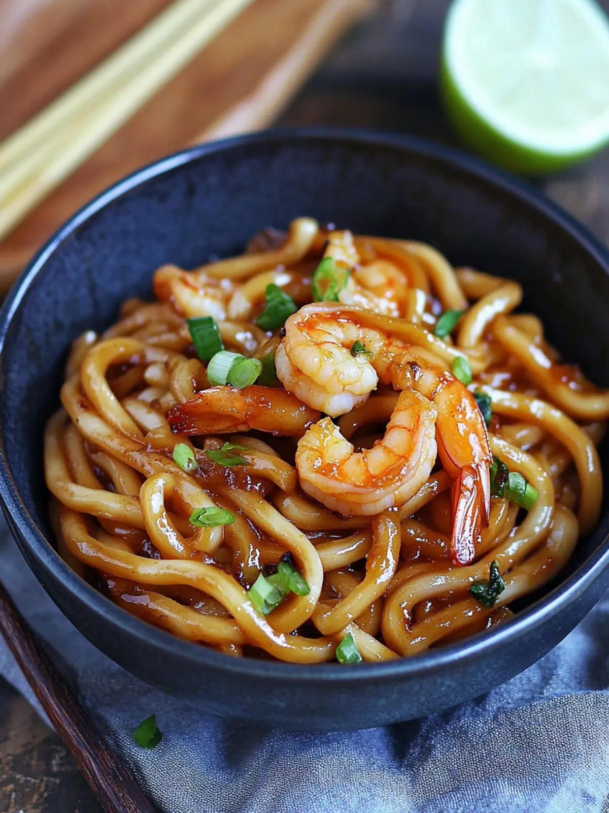 Yaki Udon with Shrimp (Japanese Stir Fried Noodles)