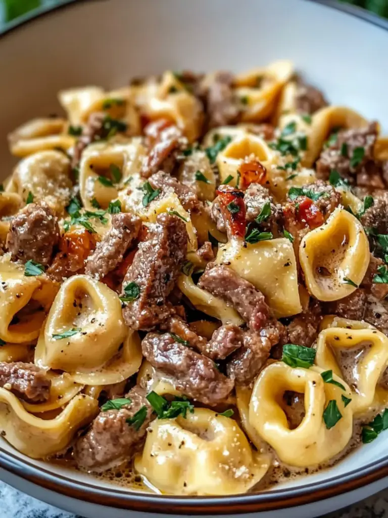 Indulge in Philly Cheesesteak Tortellini Pasta Bliss