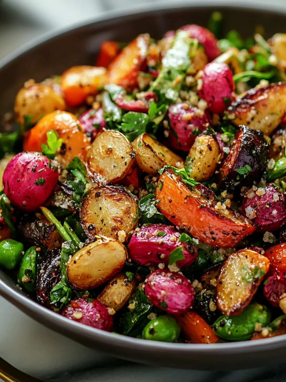 Spring Salad with Roasted Veggies and Zesty Mustard Vinaigrette 3 Spring Salad with Roasted Veggies