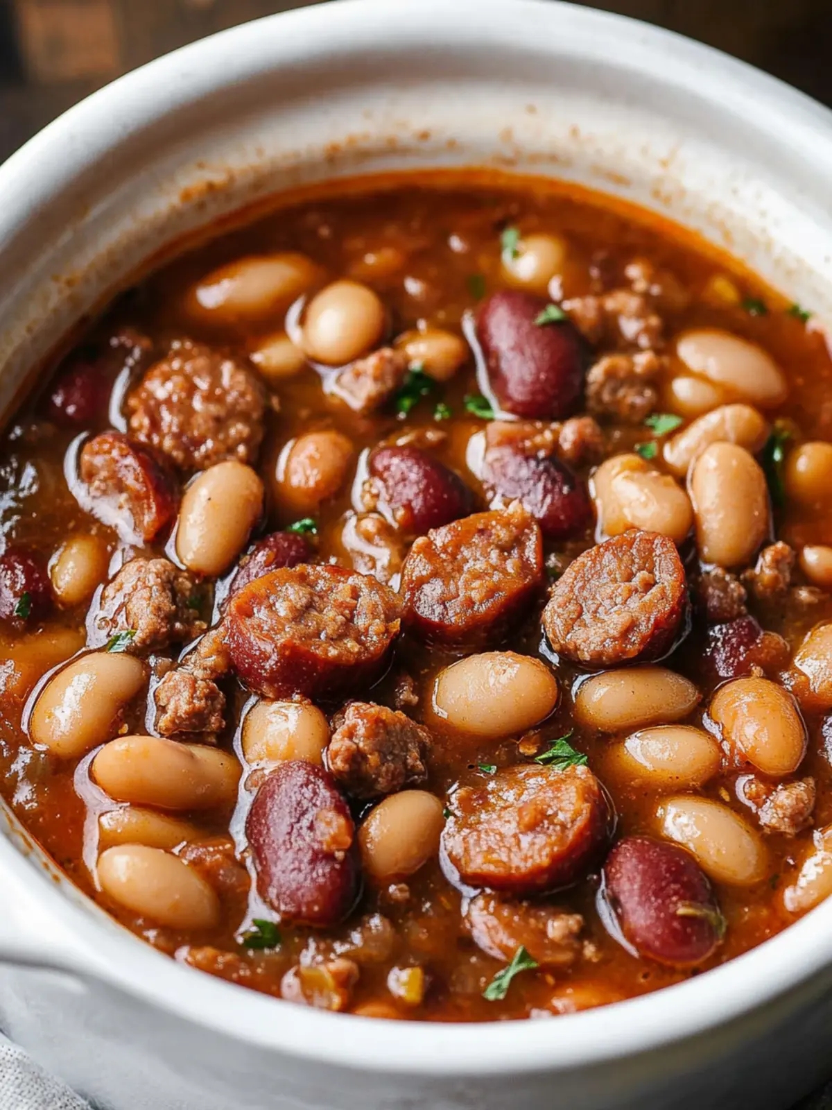 Slow Cooker 4-Ingredient Sausage and Beans