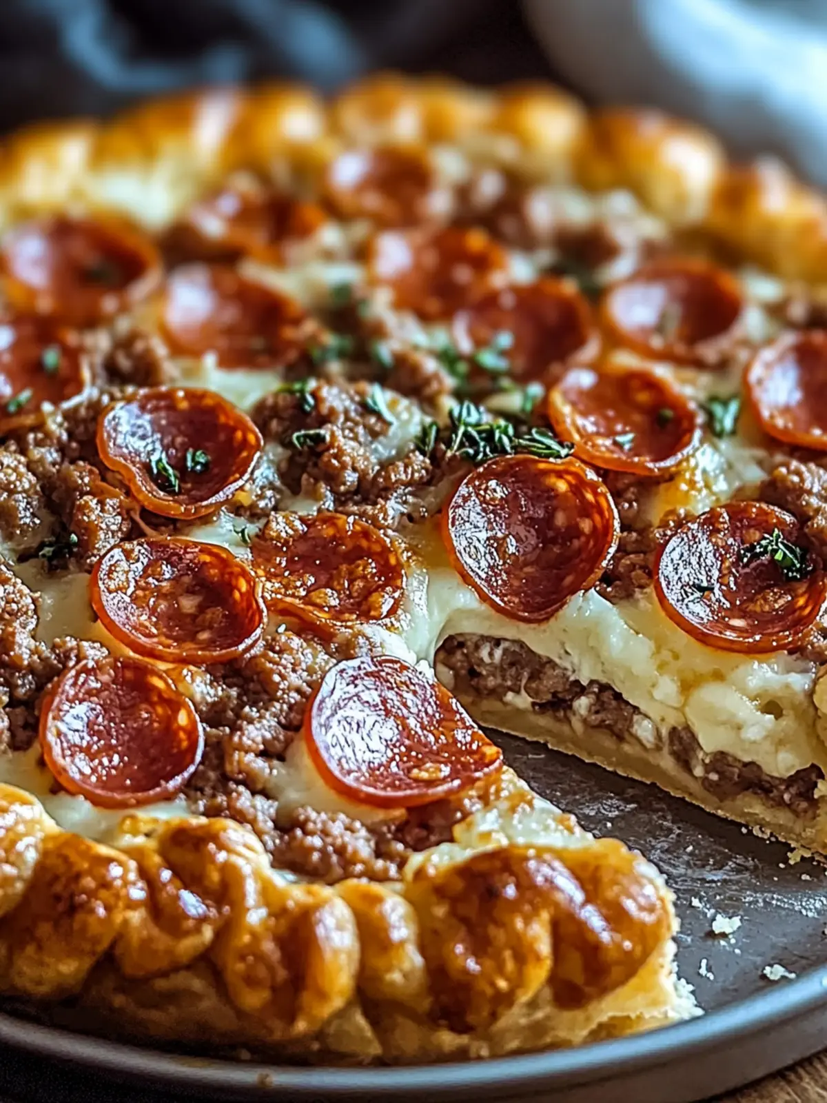 Hamburger Sausage & Pepperoni Pie