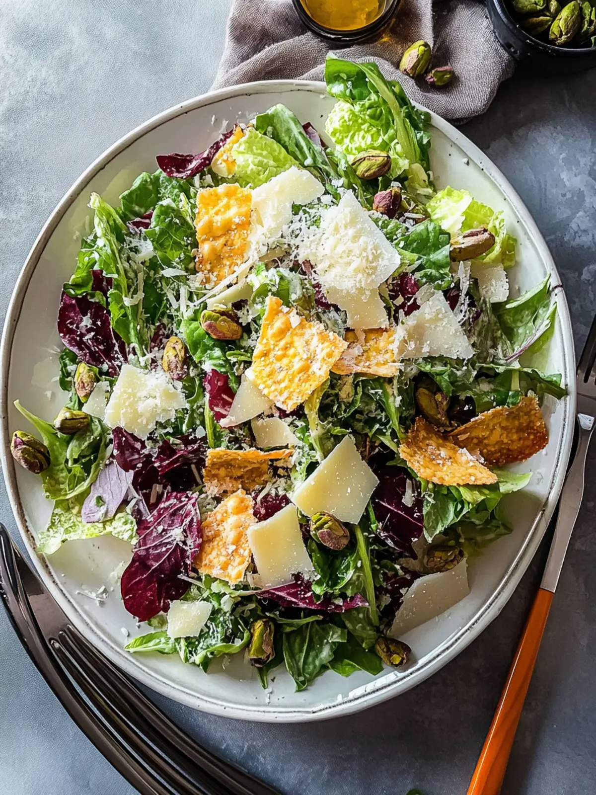 Winter Caesar Salad with Parmesan Crisps & Pistachios Delight 4 Winter Caesar Salad with Parmesan Crisps & Pistachios