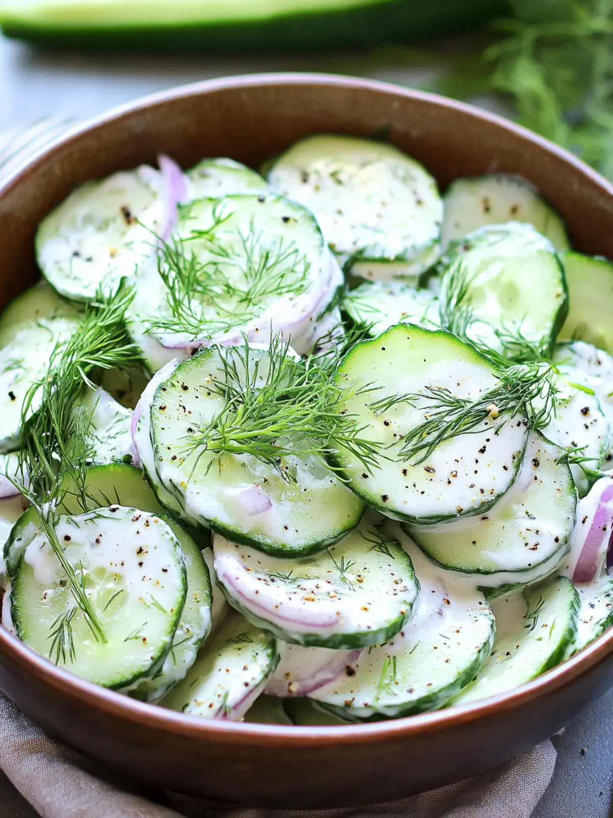 Refreshing Creamy Cucumber Salad with Fresh Dill