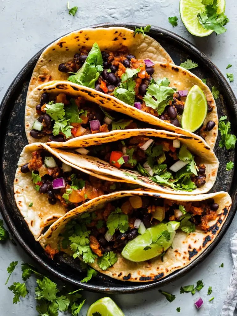 Crispy Sheet Pan Black Bean Tacos (Vegetarian)