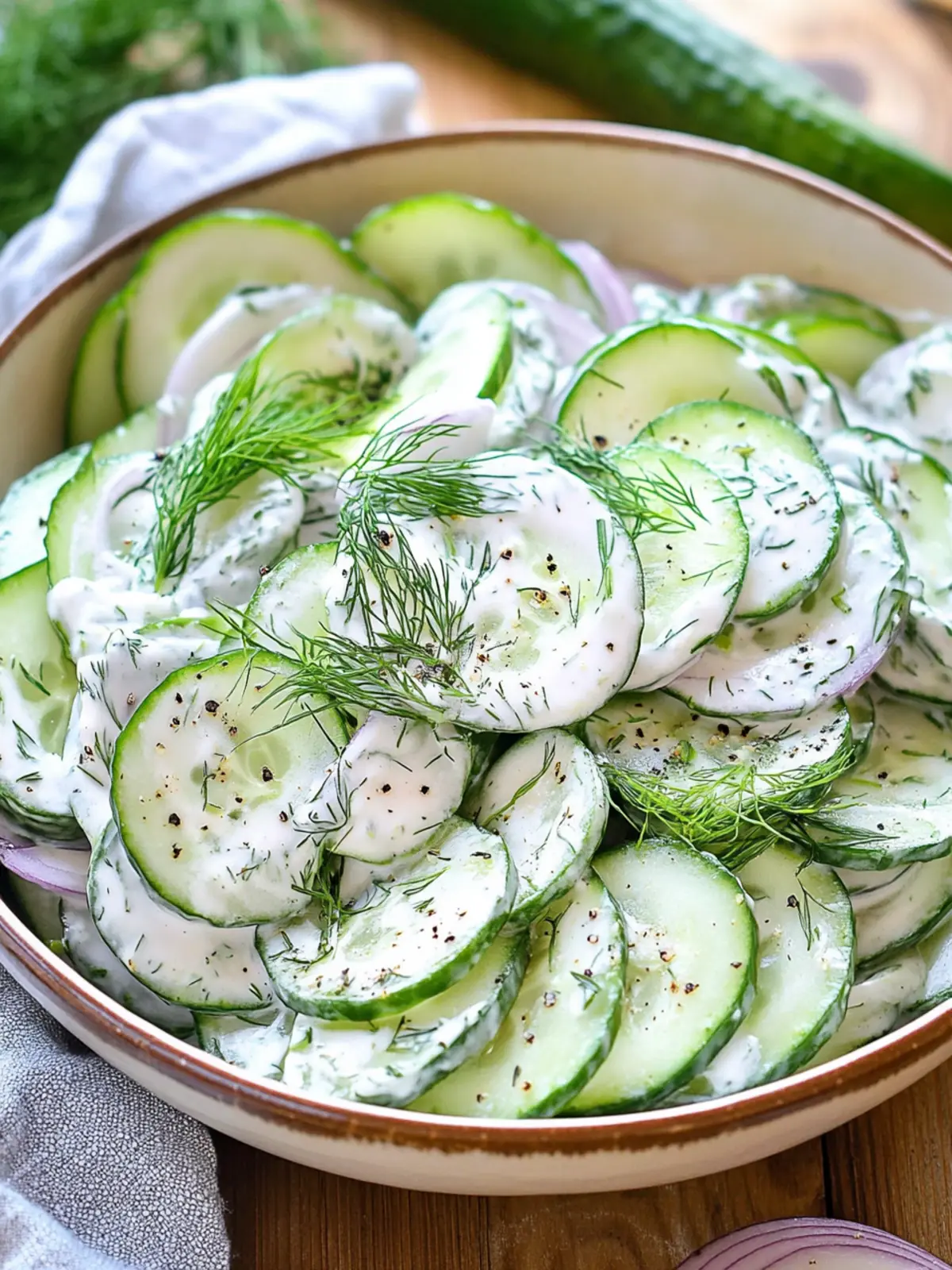 Refreshing Creamy Cucumber Salad with Fresh Dill