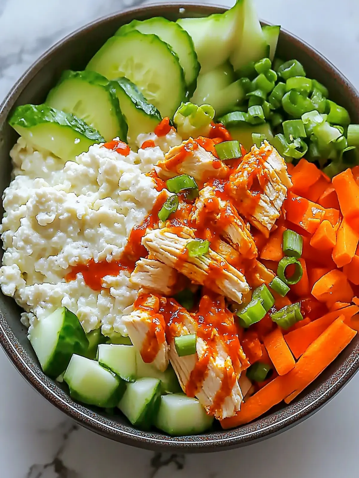 Spicy Buffalo Chicken Cottage Cheese Bowl for Quick Fuel 2 Spicy Buffalo Chicken Cottage Cheese Bowl