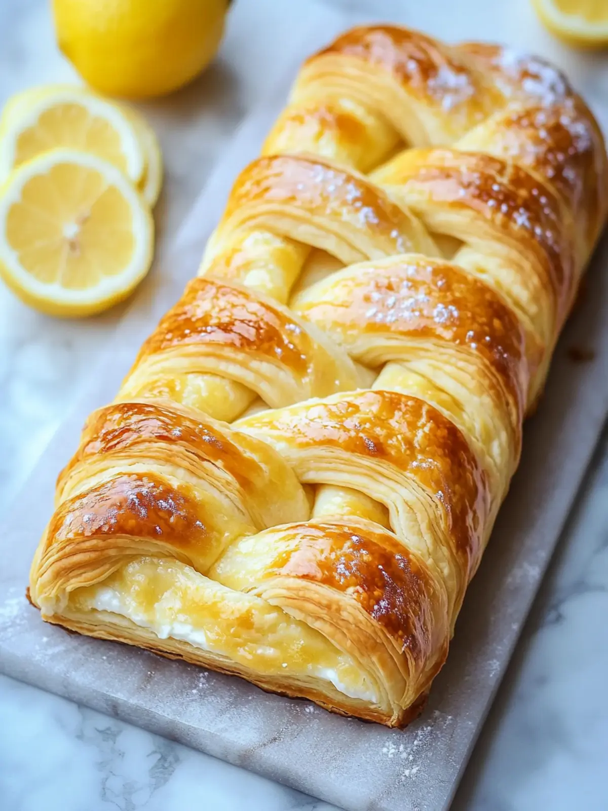 Lemon Cream Cheese Puff Pastry Braid