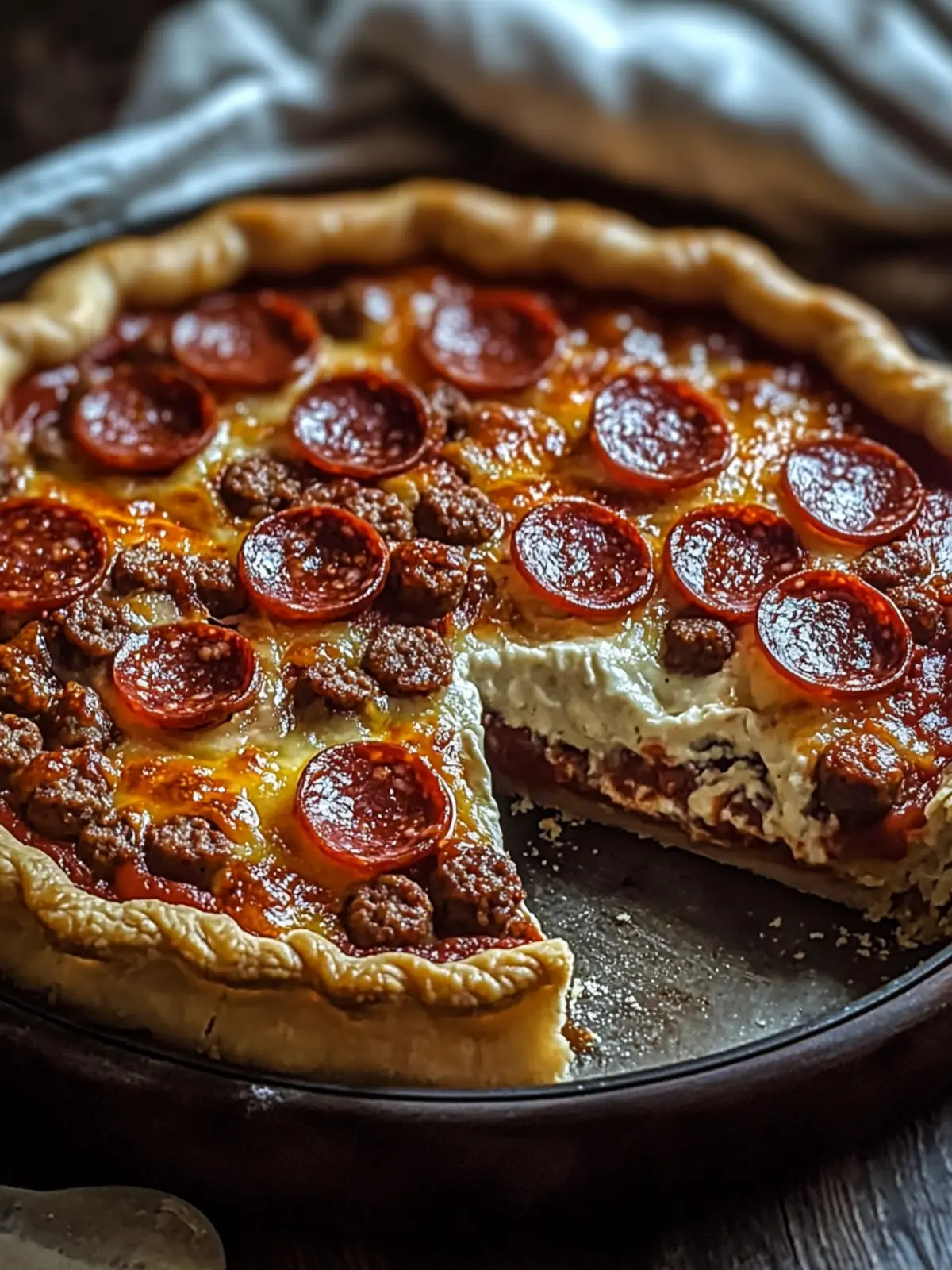 Hamburger Sausage & Pepperoni Pie