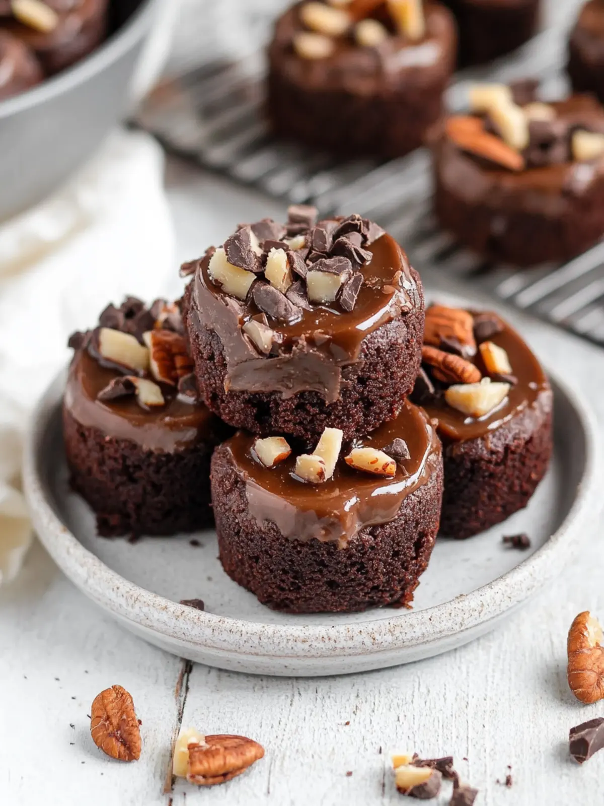 No-Bake Turtle Brownie Bites (Healthy, Vegan, Gluten-Free)