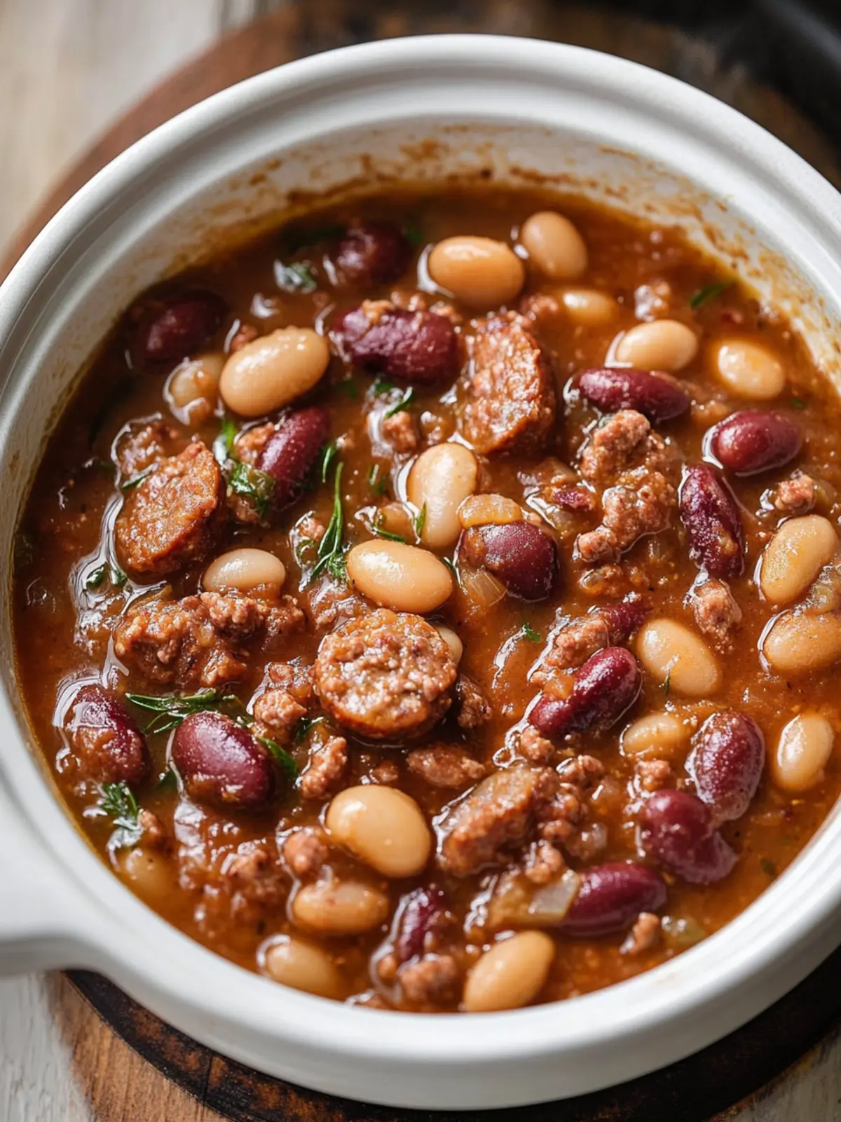 Slow Cooker 4-Ingredient Sausage and Beans