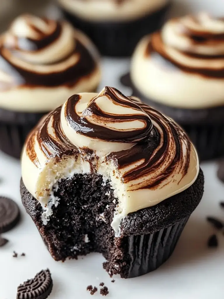 Fudge Swirled Oreo Bottom Cheesecake Cupcakes