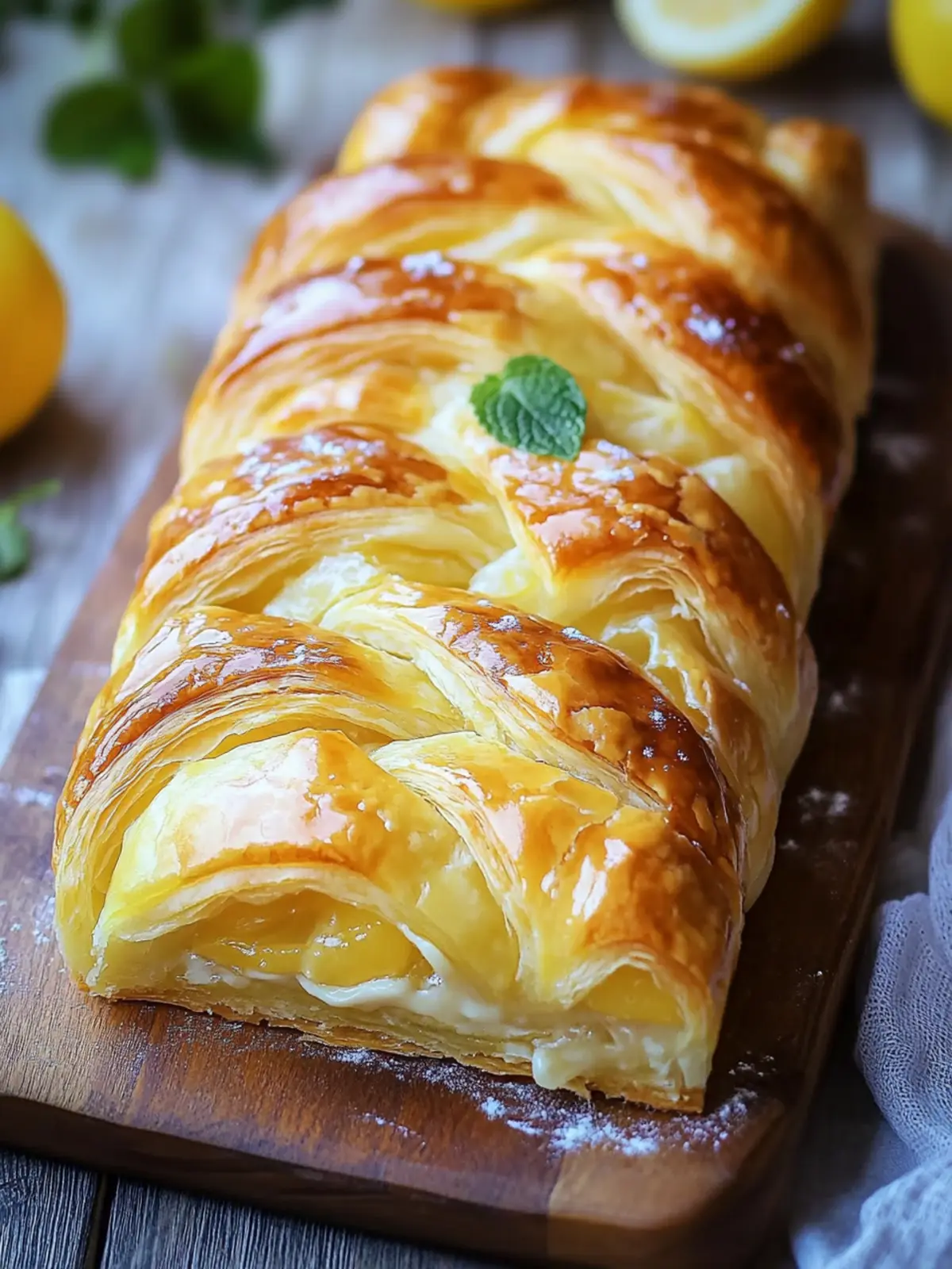 Lemon Cream Cheese Puff Pastry Braid