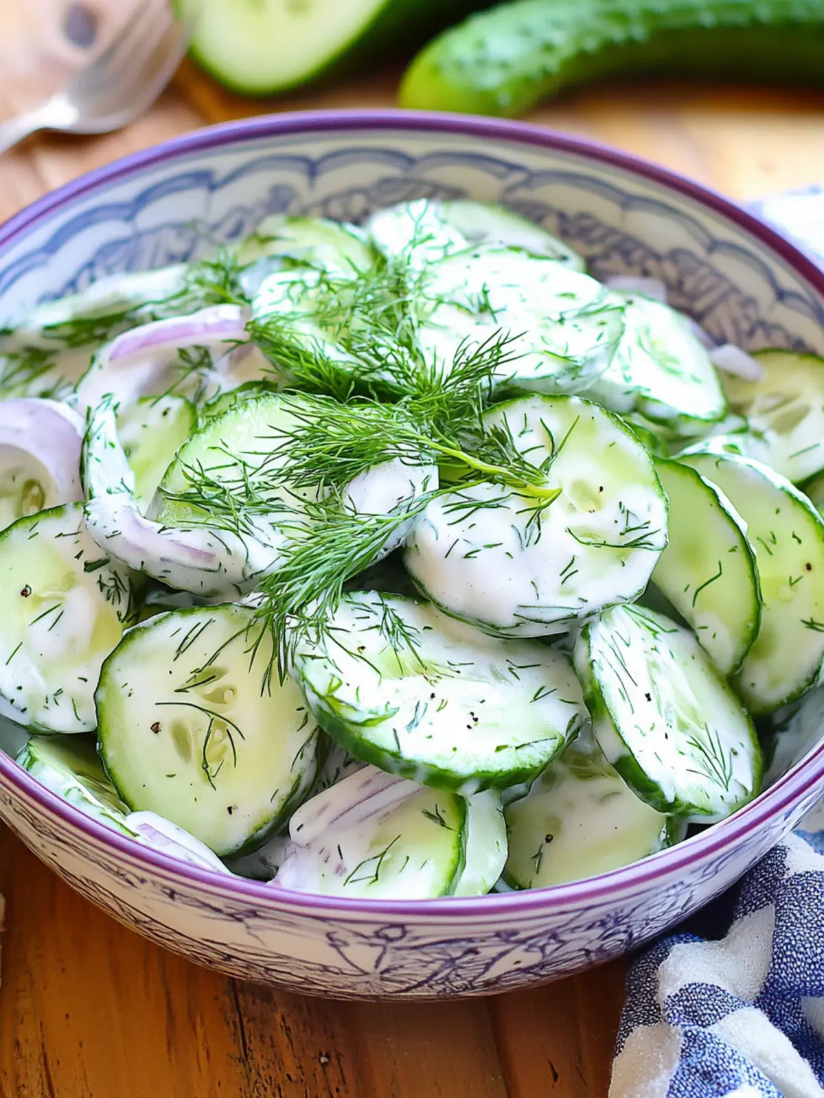 Refreshing Creamy Cucumber Salad with Fresh Dill