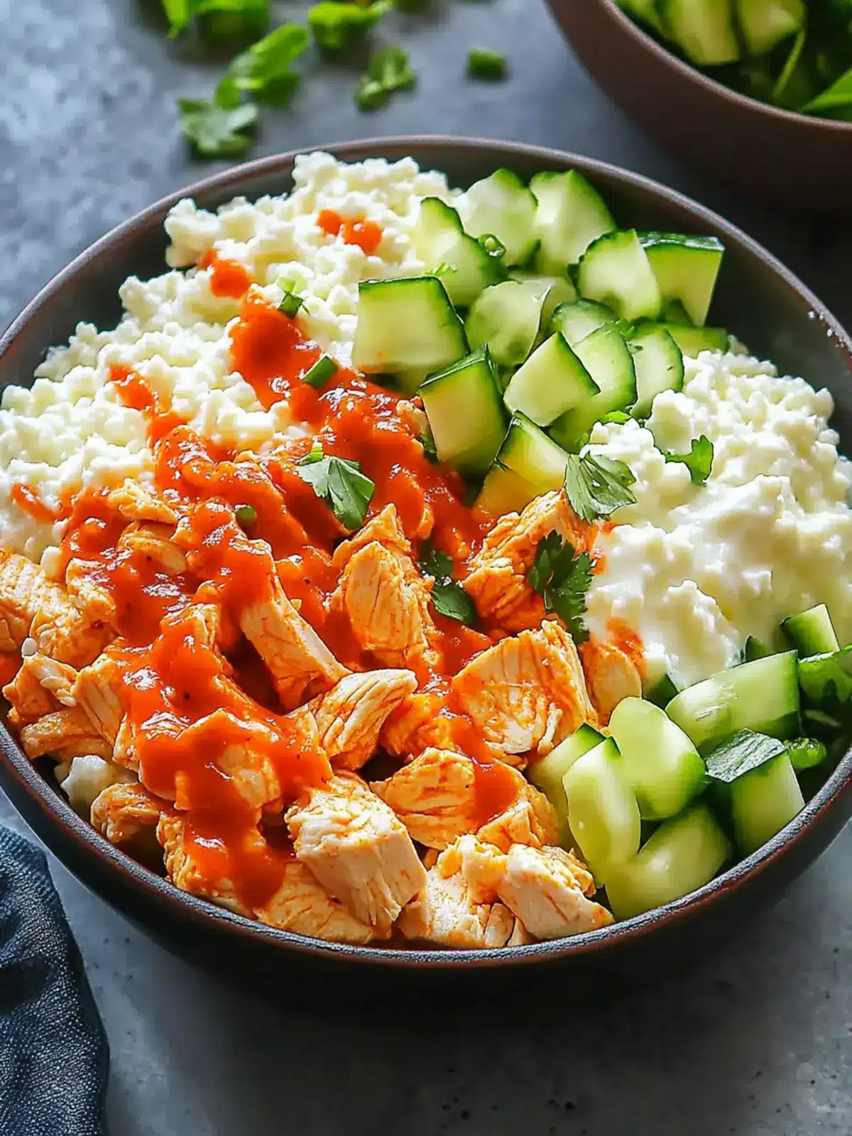 Spicy Buffalo Chicken Cottage Cheese Bowl for Quick Fuel 4 Spicy Buffalo Chicken Cottage Cheese Bowl