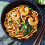 Yaki Udon with Shrimp (Japanese Stir Fried Noodles)
