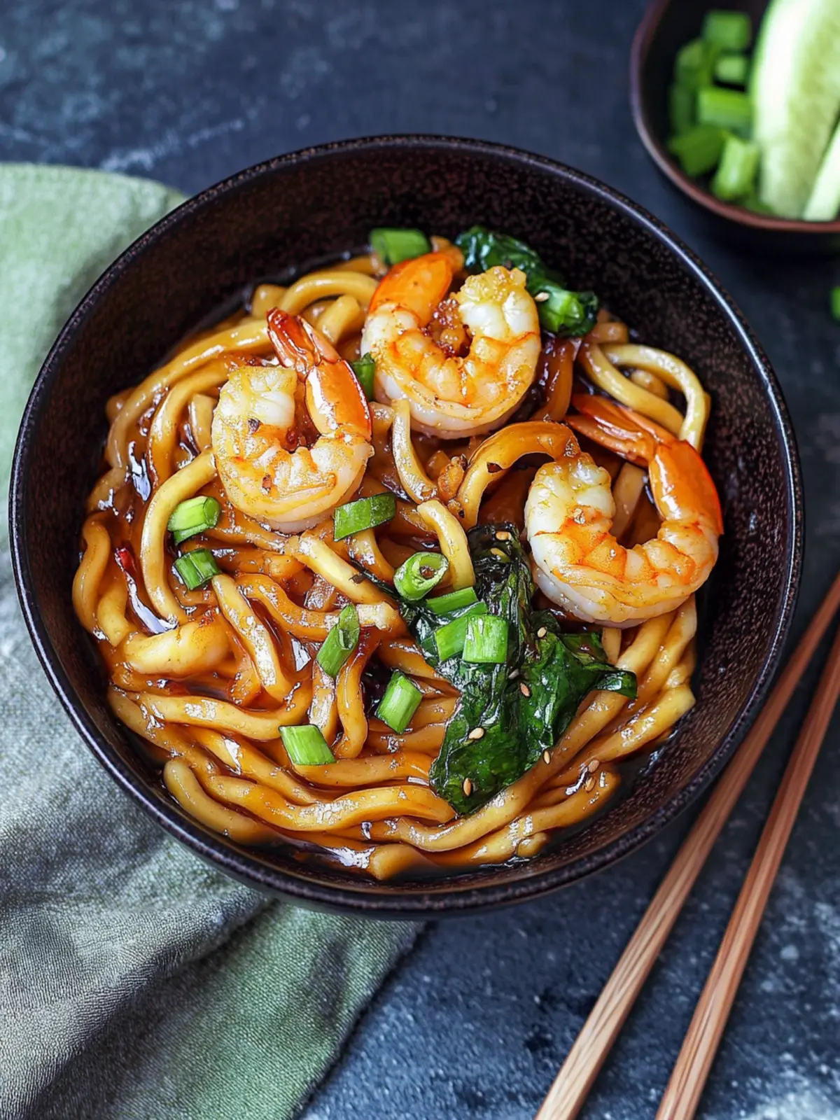 Yaki Udon with Shrimp (Japanese Stir Fried Noodles)