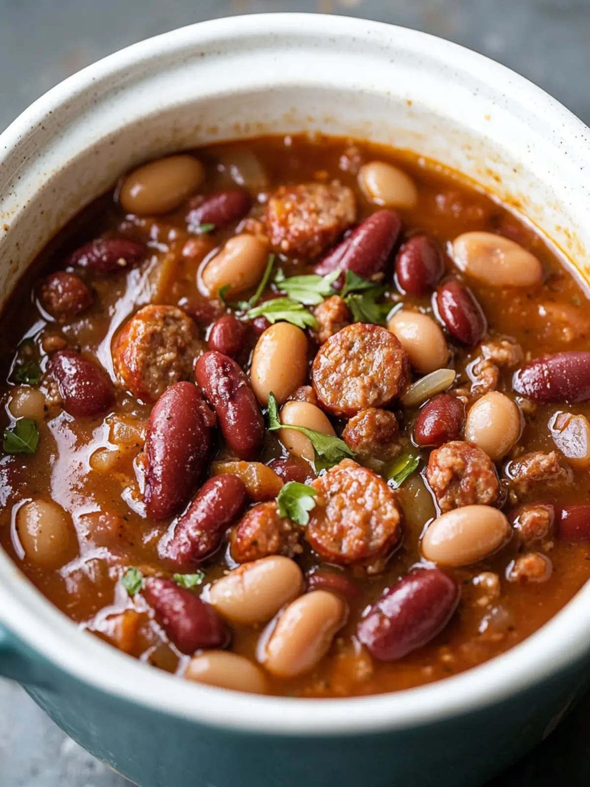 Slow Cooker 4-Ingredient Sausage and Beans
