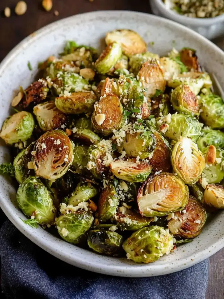 Tahini-Caesar Roasted Brussels Sprouts