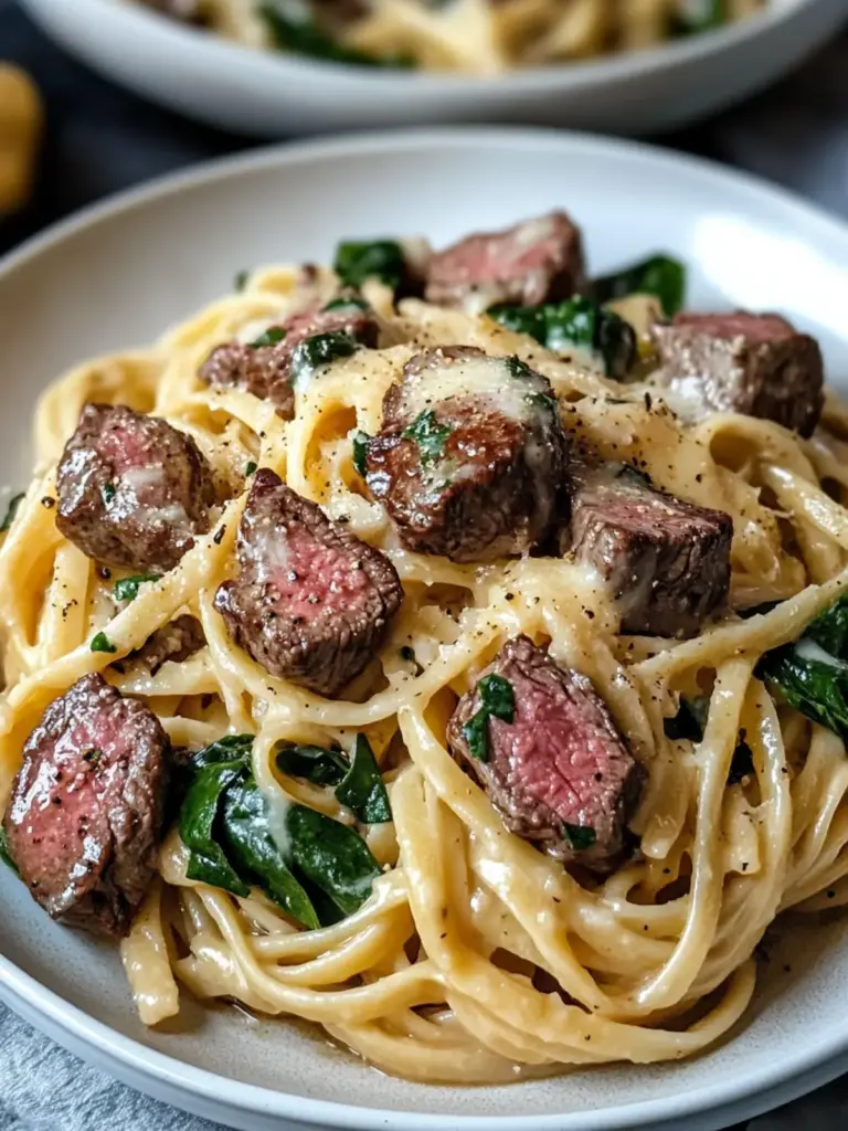 Creamy Cowboy Butter Linguine with Steak Bites & Spinach