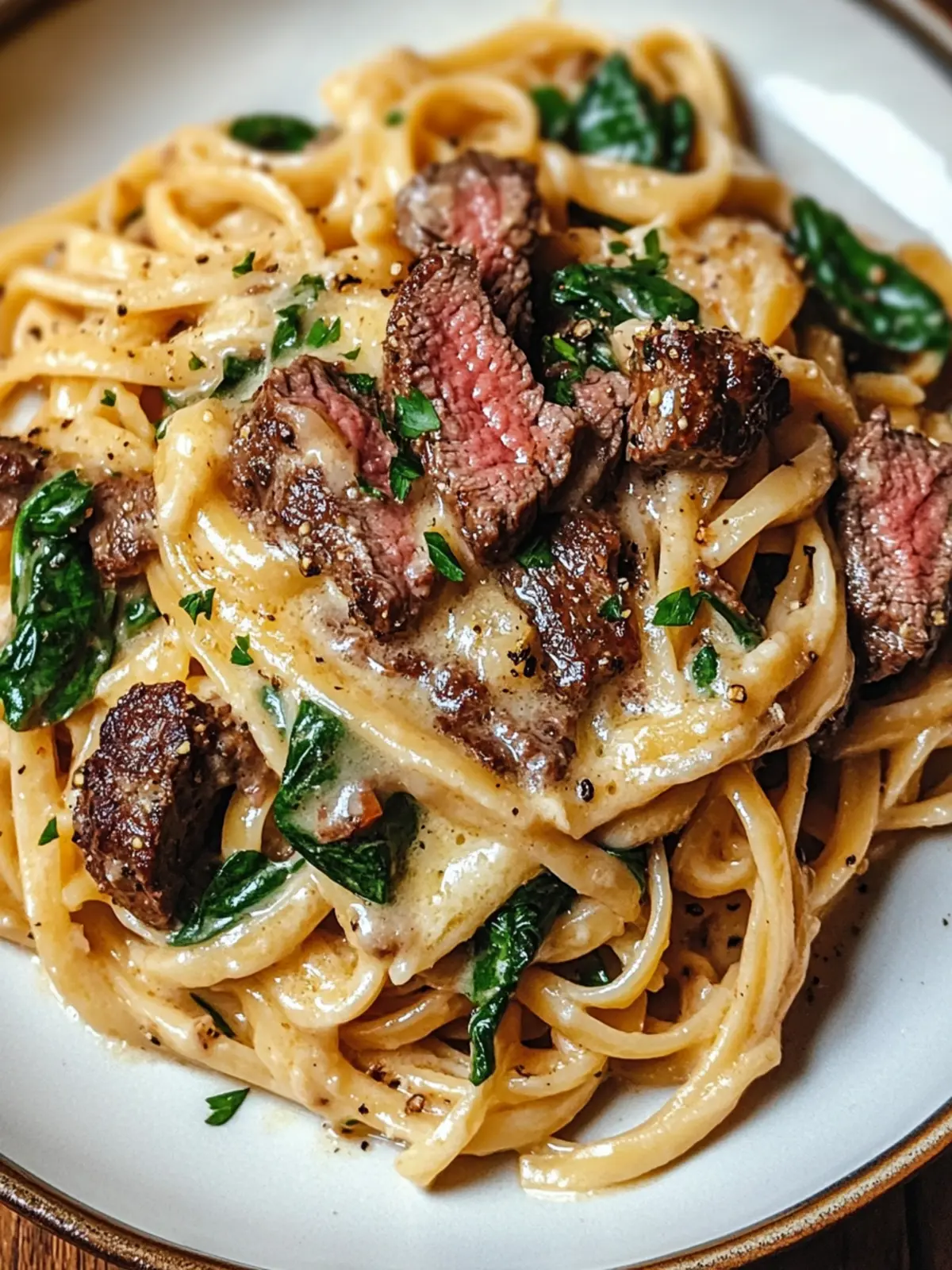 Creamy Cowboy Butter Linguine with Steak Bites & Spinach Bliss 2 Creamy Cowboy Butter Linguine with Steak Bites & Spinach