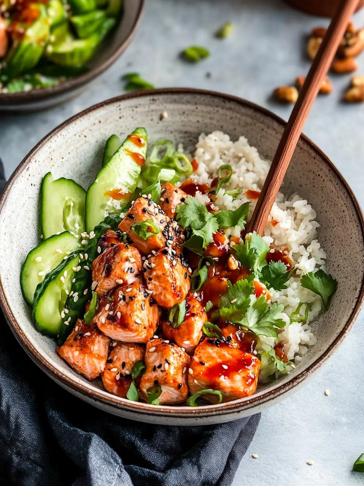 Zesty Honey Sriracha Salmon Bowls Perfect for Any Night! 2 Honey Sriracha Salmon Bowls