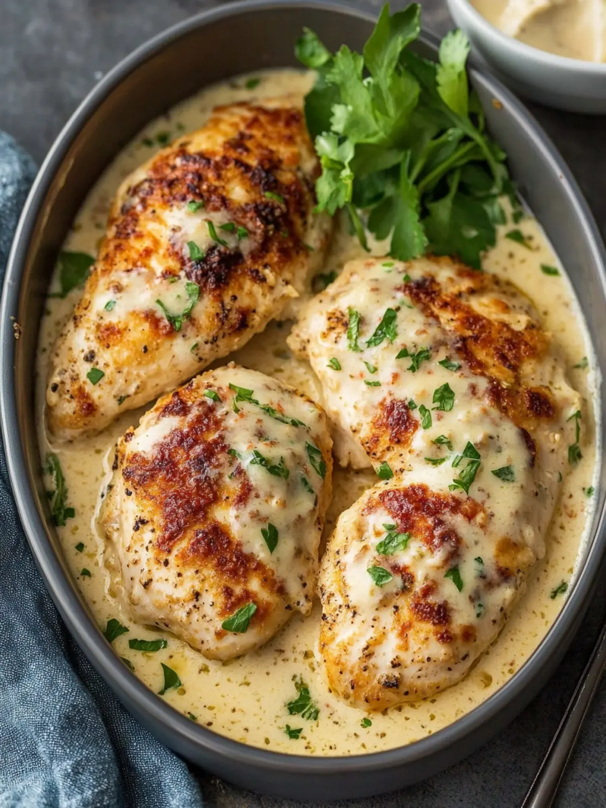 Creamy Parmesan Baked Caesar Chicken