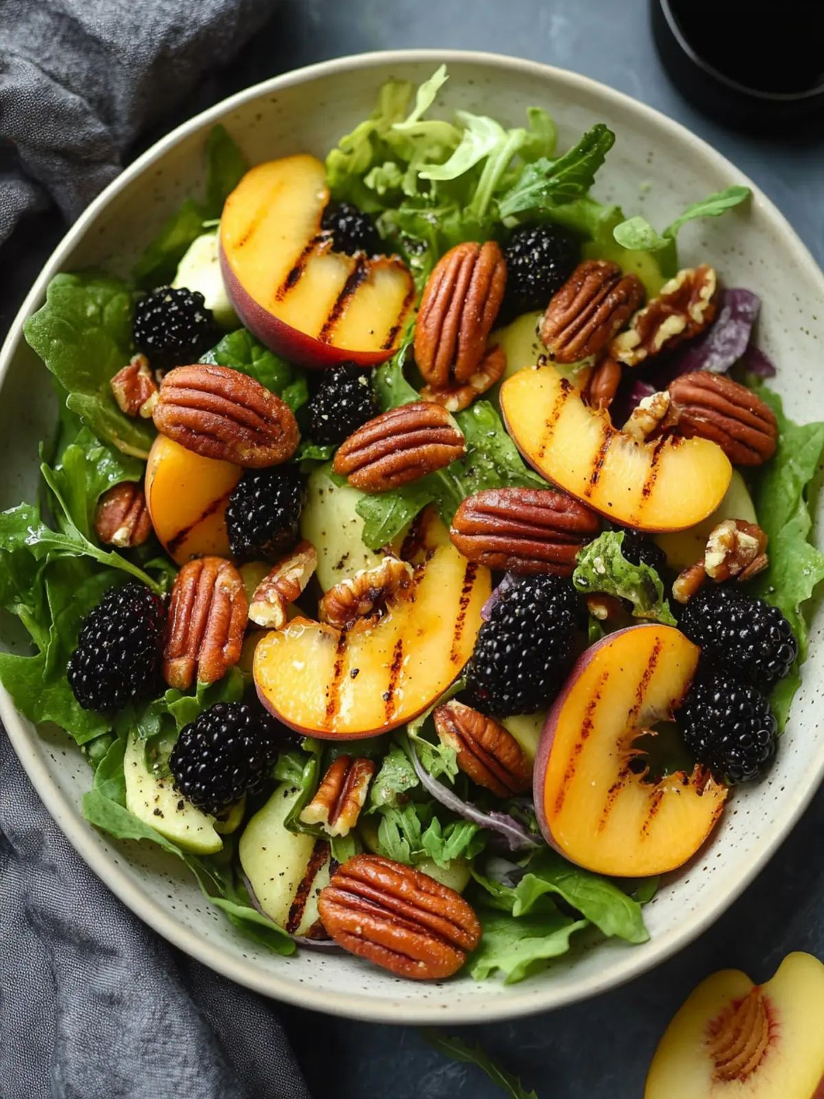 Grilled Peach Salad With Pecans and Blackberries: A Summer Delight 4 Grilled Peach Salad With Pecans and Blackberries
