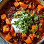 Smoky Sweet Potato and Black Bean Chili with Herby Yogurt