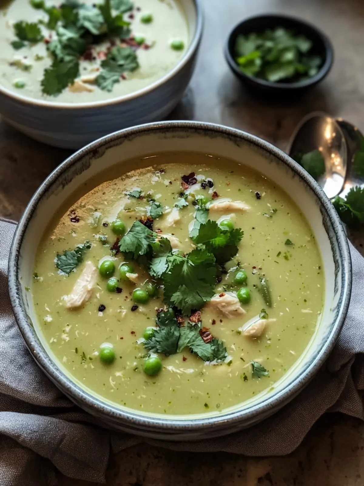 Spicy Green Chili Cream Chicken Soup