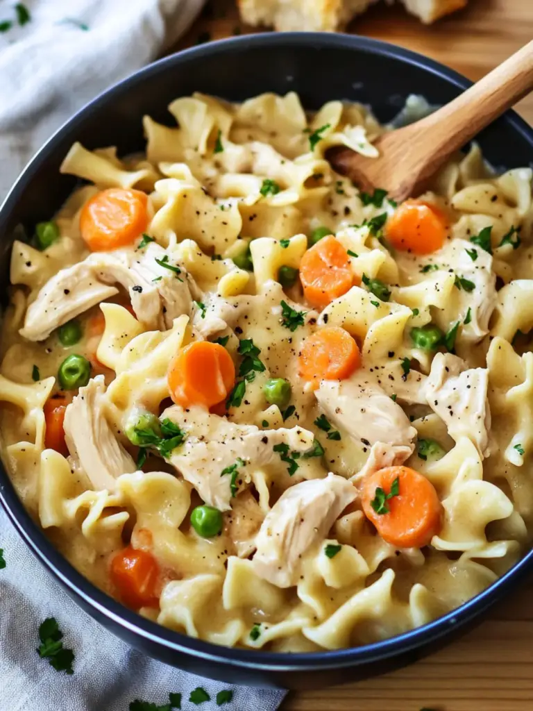 Creamy One-Pot Chicken Pot Pie Noodles