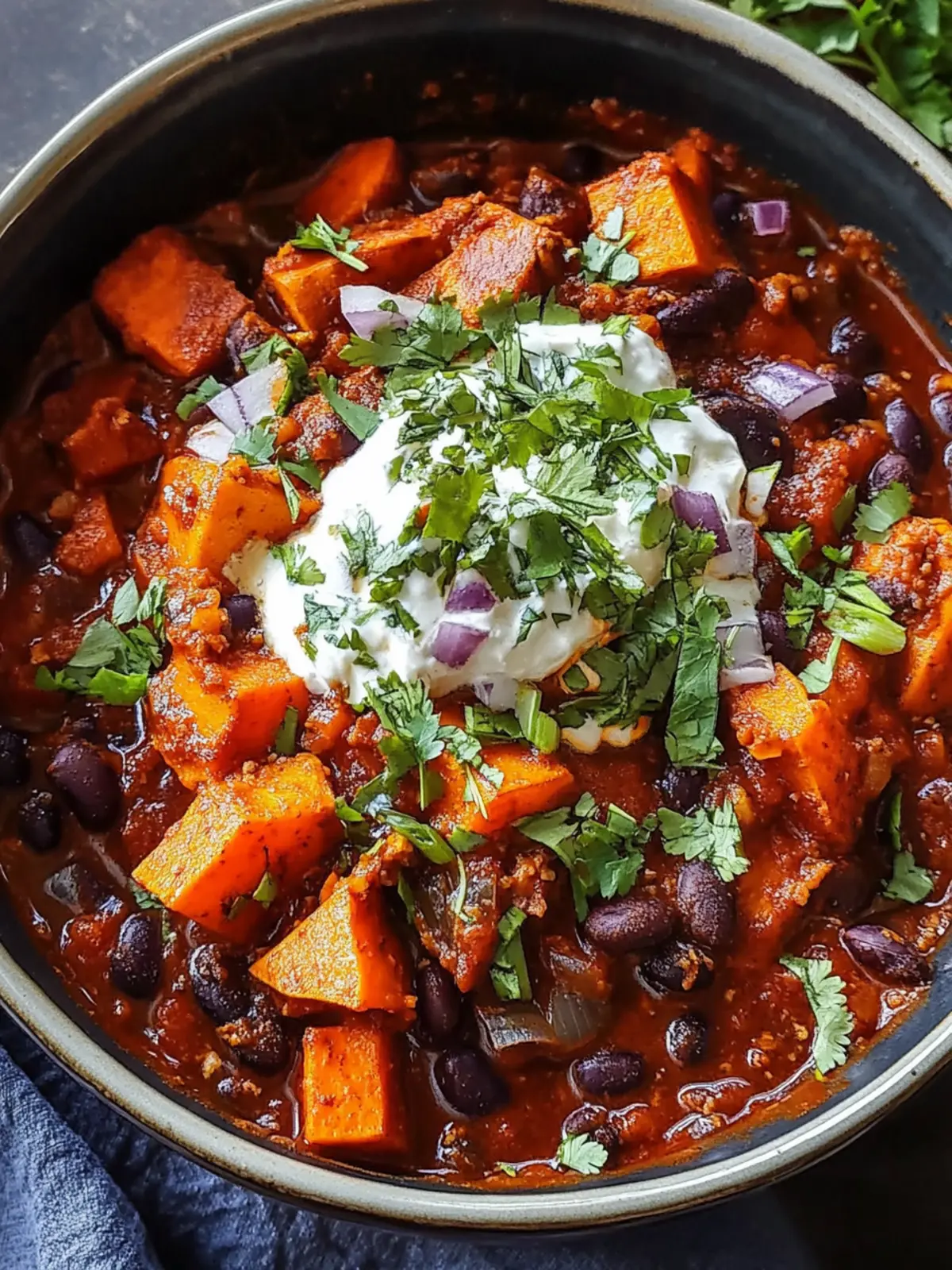 Smoky Sweet Potato and Black Bean Chili with Herby Yogurt Bliss 4 Smoky Sweet Potato and Black Bean Chili with Herby Yogurt