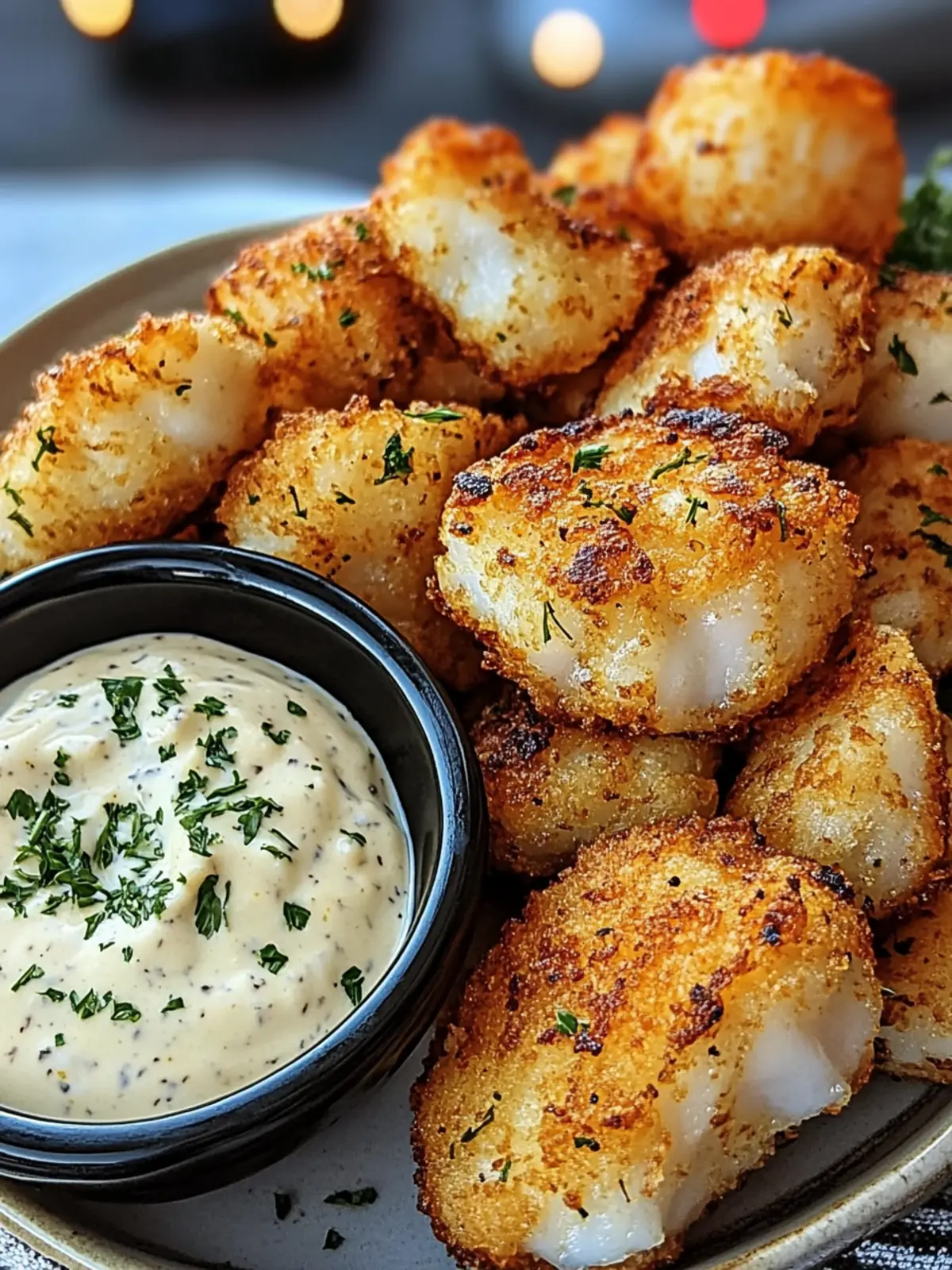 Crispy Garlic Cod Bites with Zesty Lemon Herb Dip Delight 2 Crispy Garlic Cod Bites with Creamy Lemon Herb Dip
