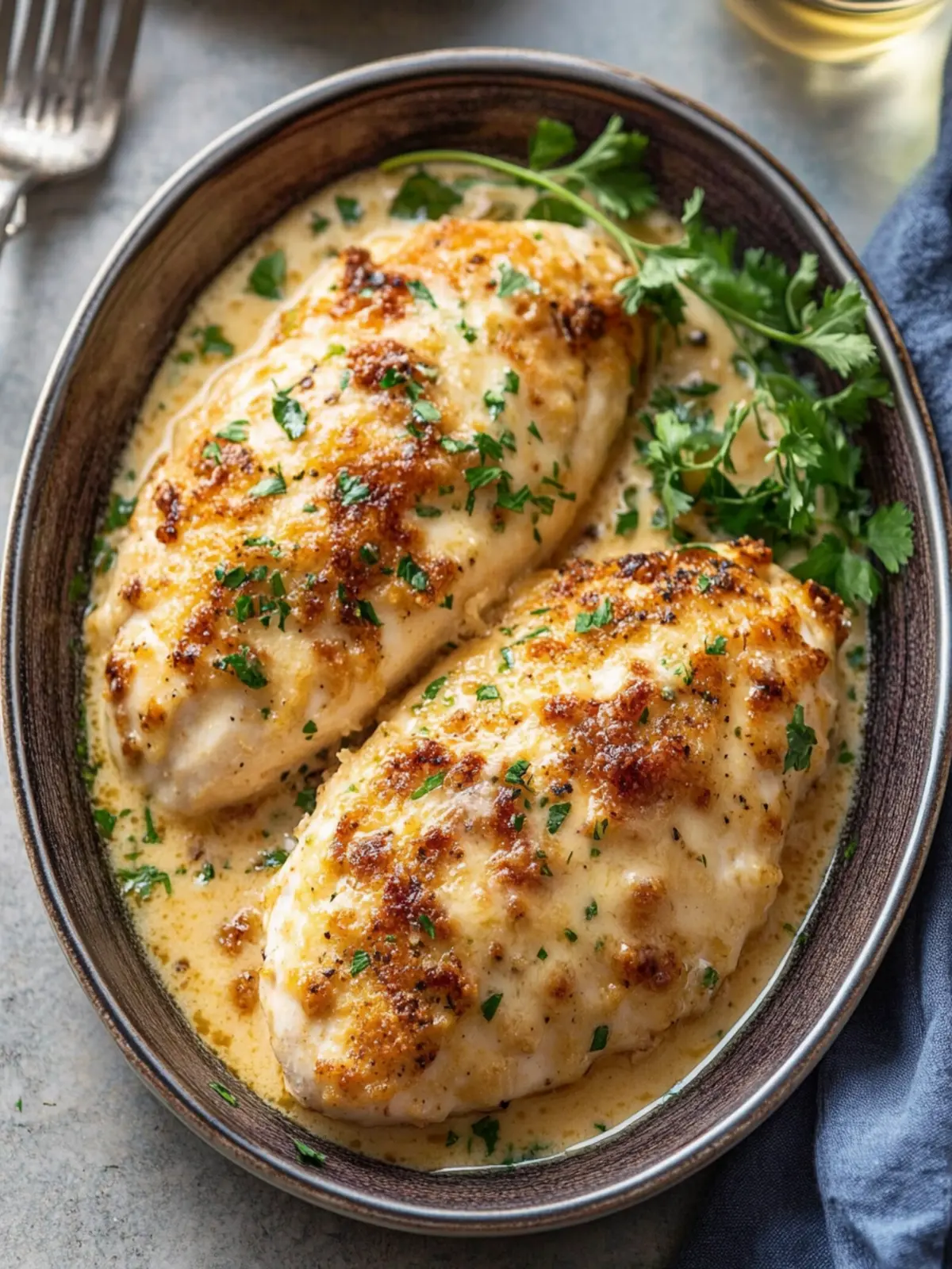 Creamy Parmesan Baked Caesar Chicken