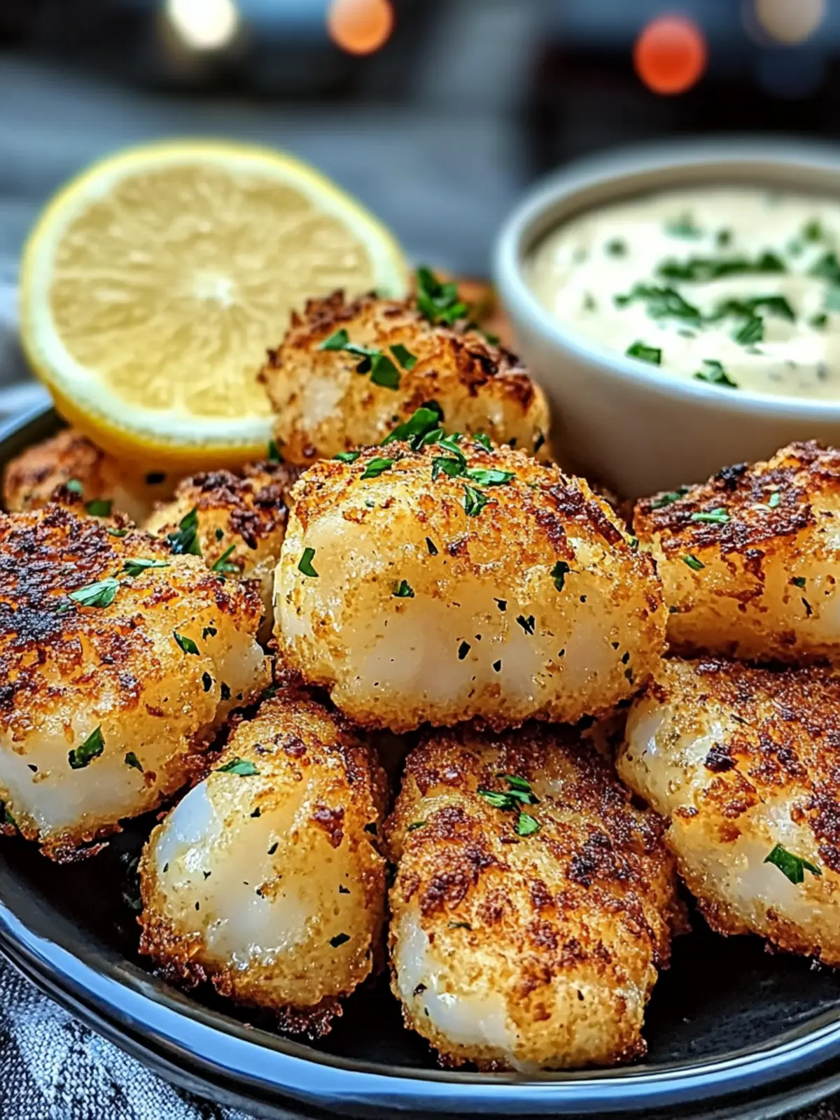 Crispy Garlic Cod Bites with Zesty Lemon Herb Dip Delight 5 Crispy Garlic Cod Bites with Creamy Lemon Herb Dip