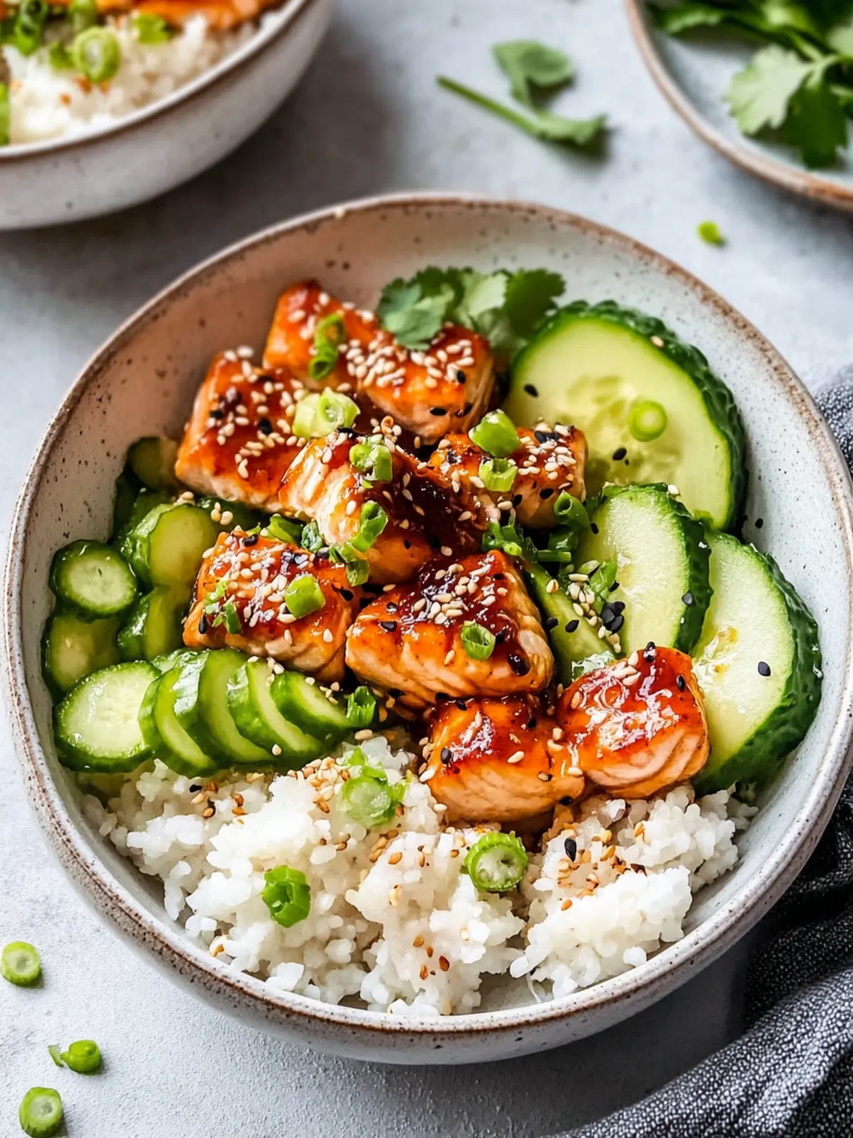 Zesty Honey Sriracha Salmon Bowls Perfect for Any Night! 4 Honey Sriracha Salmon Bowls