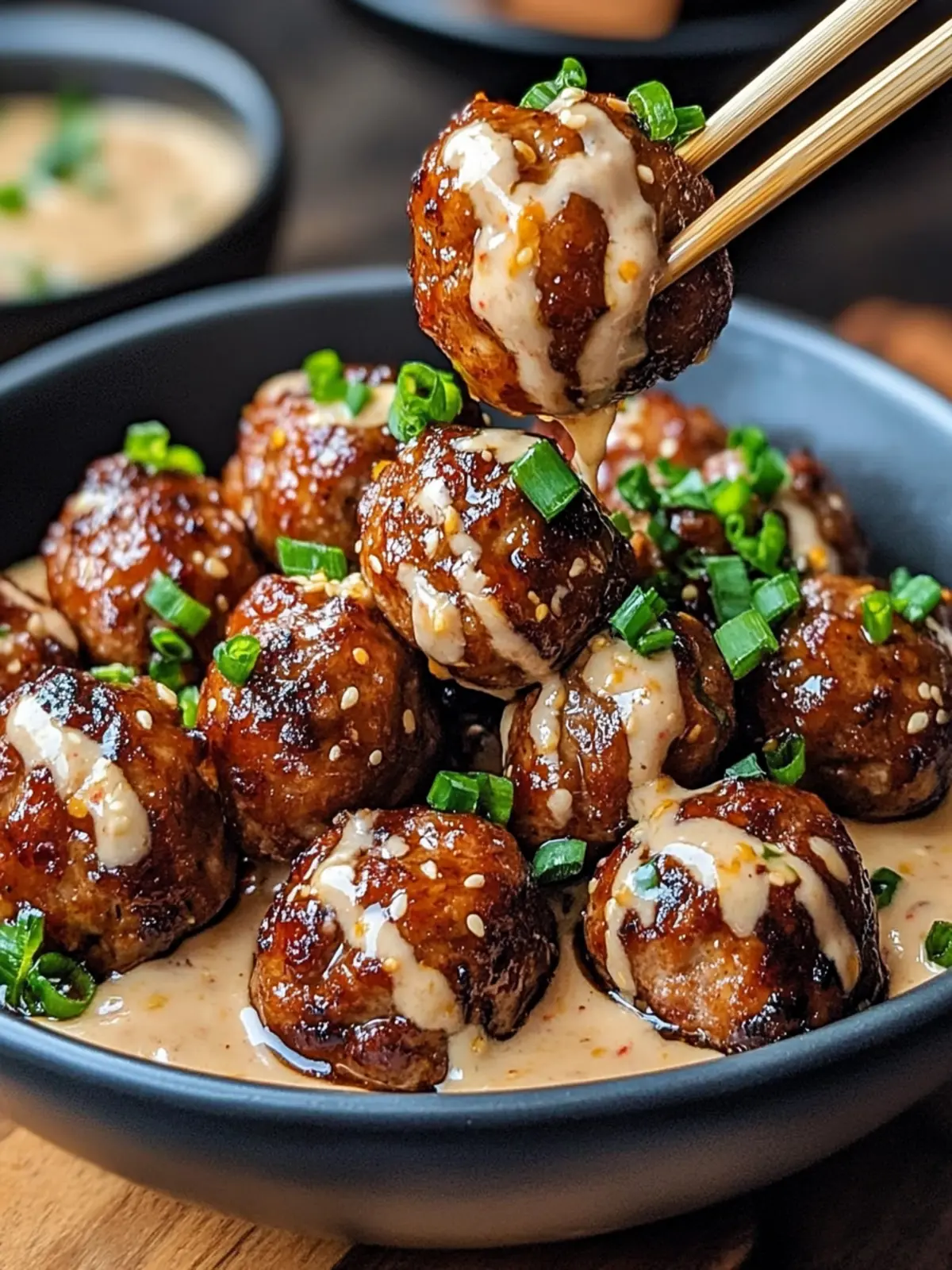 Savor Korean BBQ Meatballs with Spicy Mayo Dip Tonight 2 Korean BBQ Meatballs with Spicy Mayo Dip