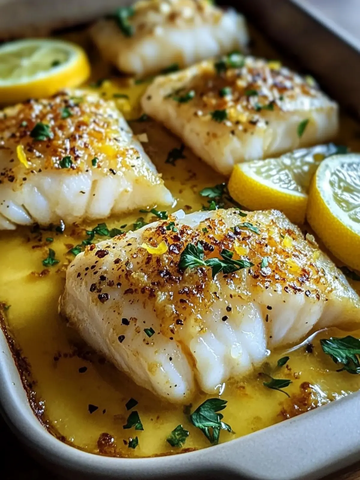 Baked Lemon-Garlic Cod with Butter Sauce