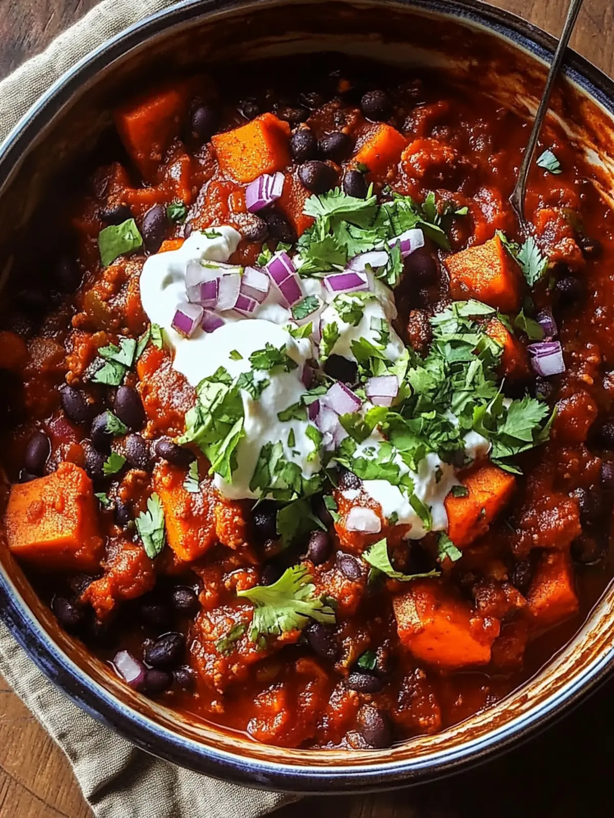 Smoky Sweet Potato and Black Bean Chili with Zesty Herby Yogurt 5 Smoky Sweet Potato and Black Bean Chili