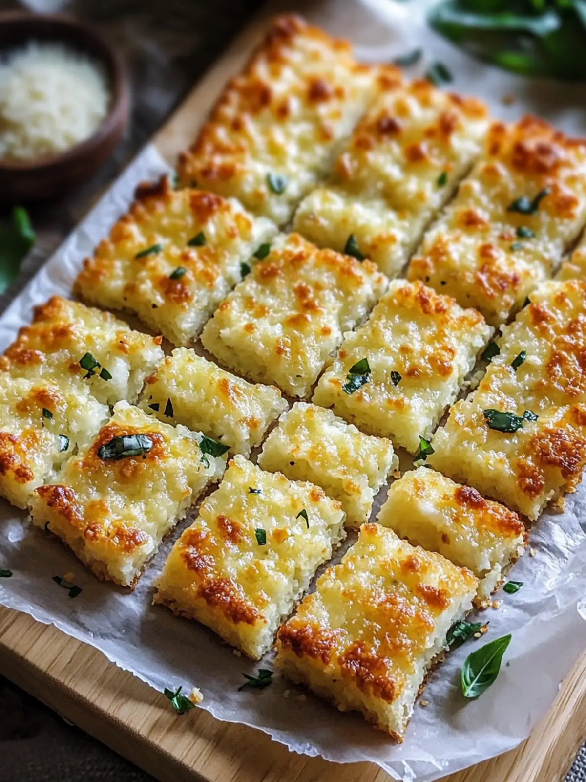 Cheesy Keto Cauliflower Garlic Breadsticks