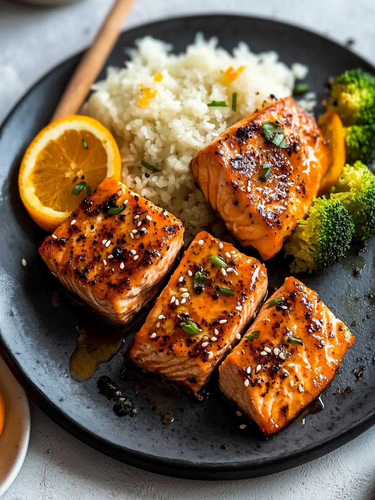 Delicious Pan Fried Orange Salmon with Rice and Broccoli 2 Pan Fried Orange Salmon