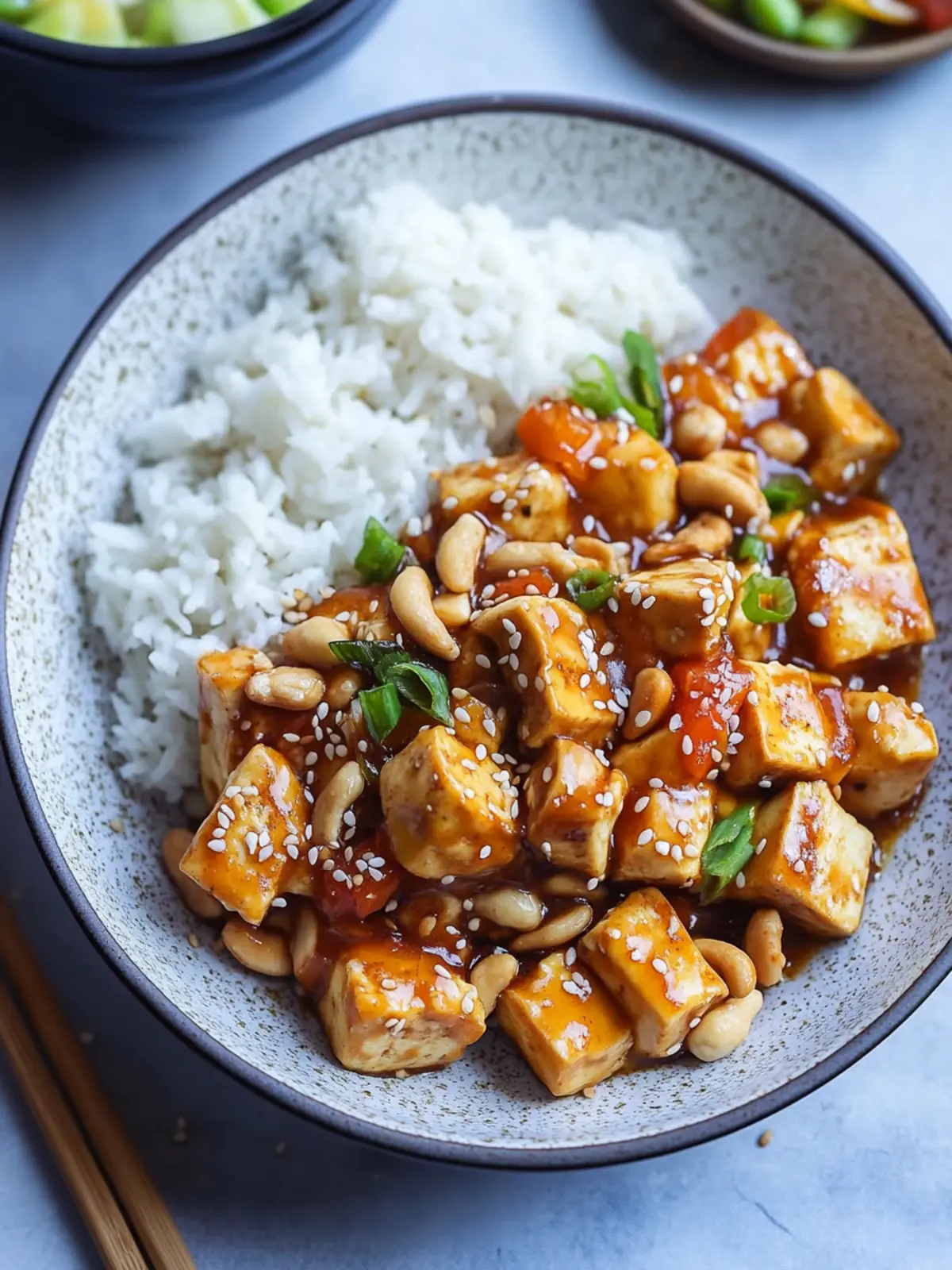 Sticky Ginger Cashew Tofu