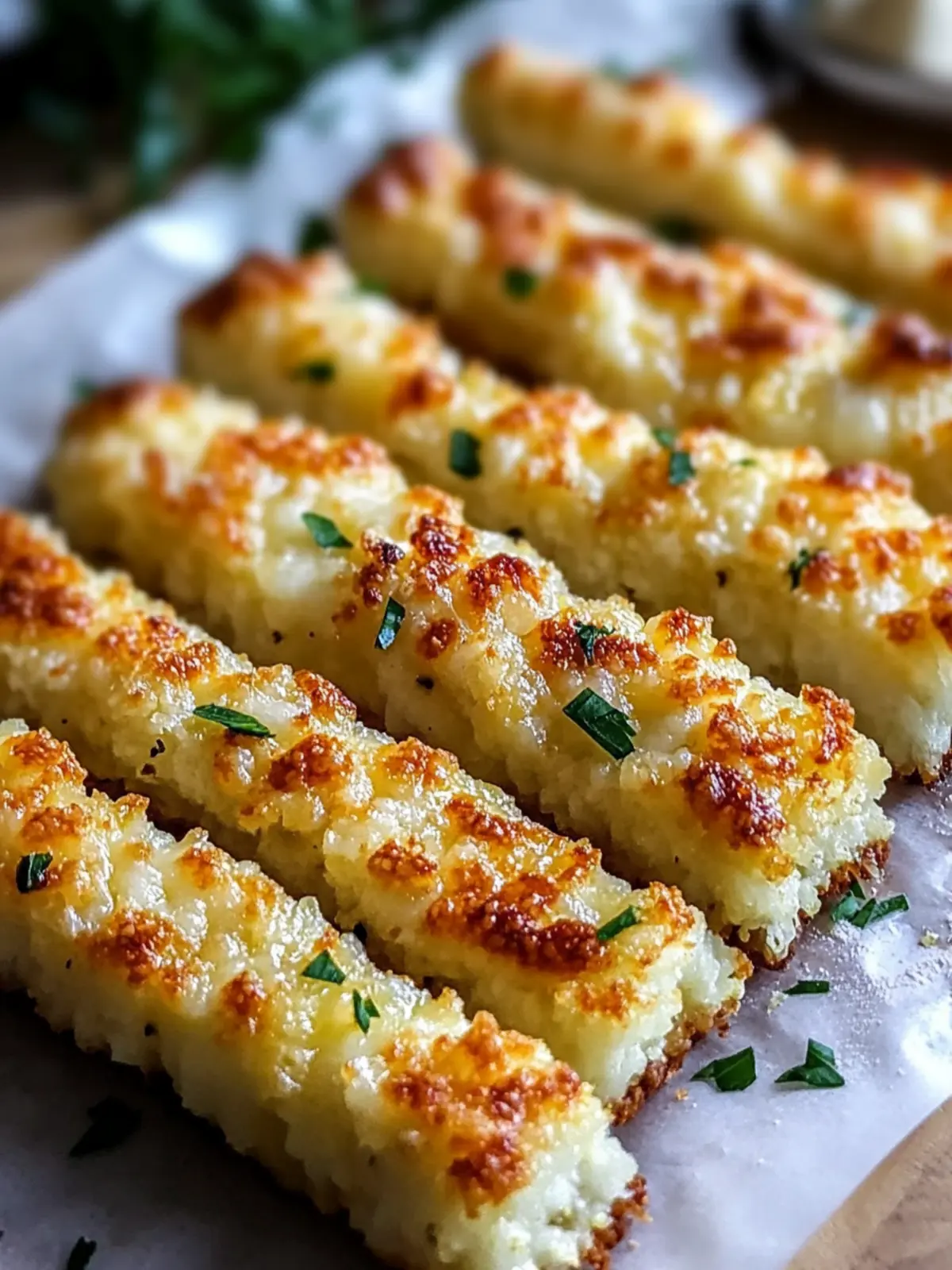 Cheesy Keto Cauliflower Garlic Breadsticks