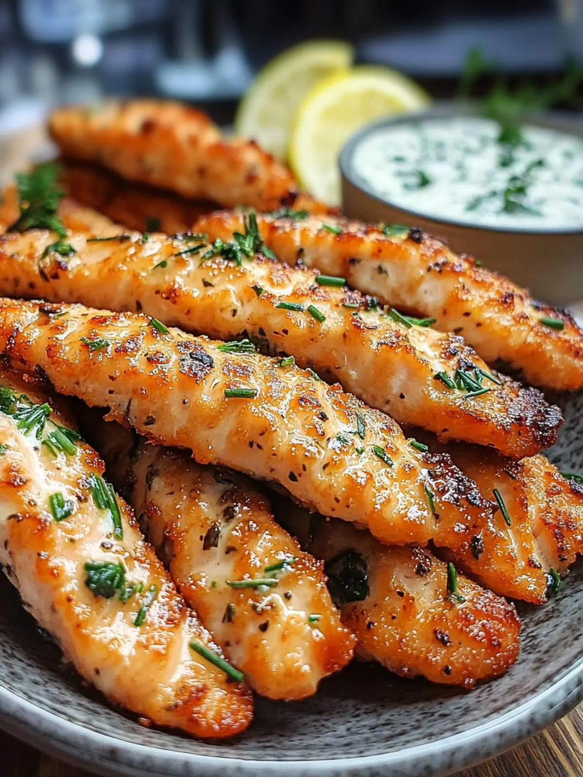 Crispy Salmon Strips with Herb Tartar Dip for Delightful Snacking 4 Crispy Salmon Strips with Herb Tartar Dip