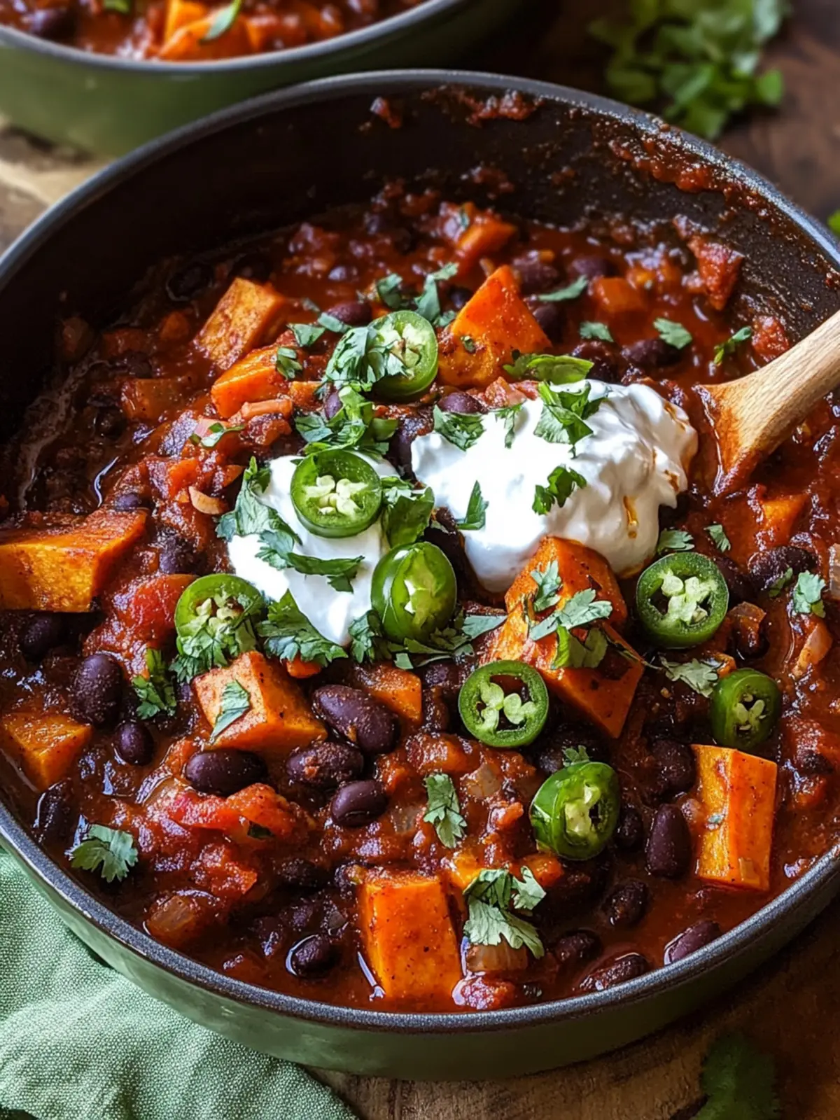 Smoky Sweet Potato and Black Bean Chili with Zesty Herby Yogurt 2 Smoky Sweet Potato and Black Bean Chili