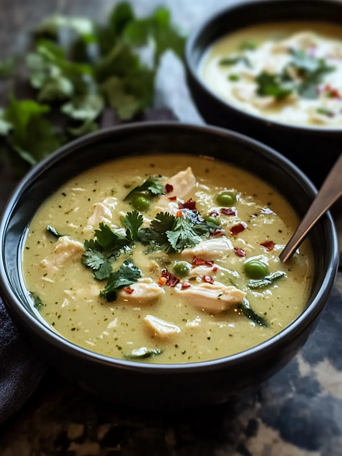 Spicy Green Chili Cream Chicken Soup